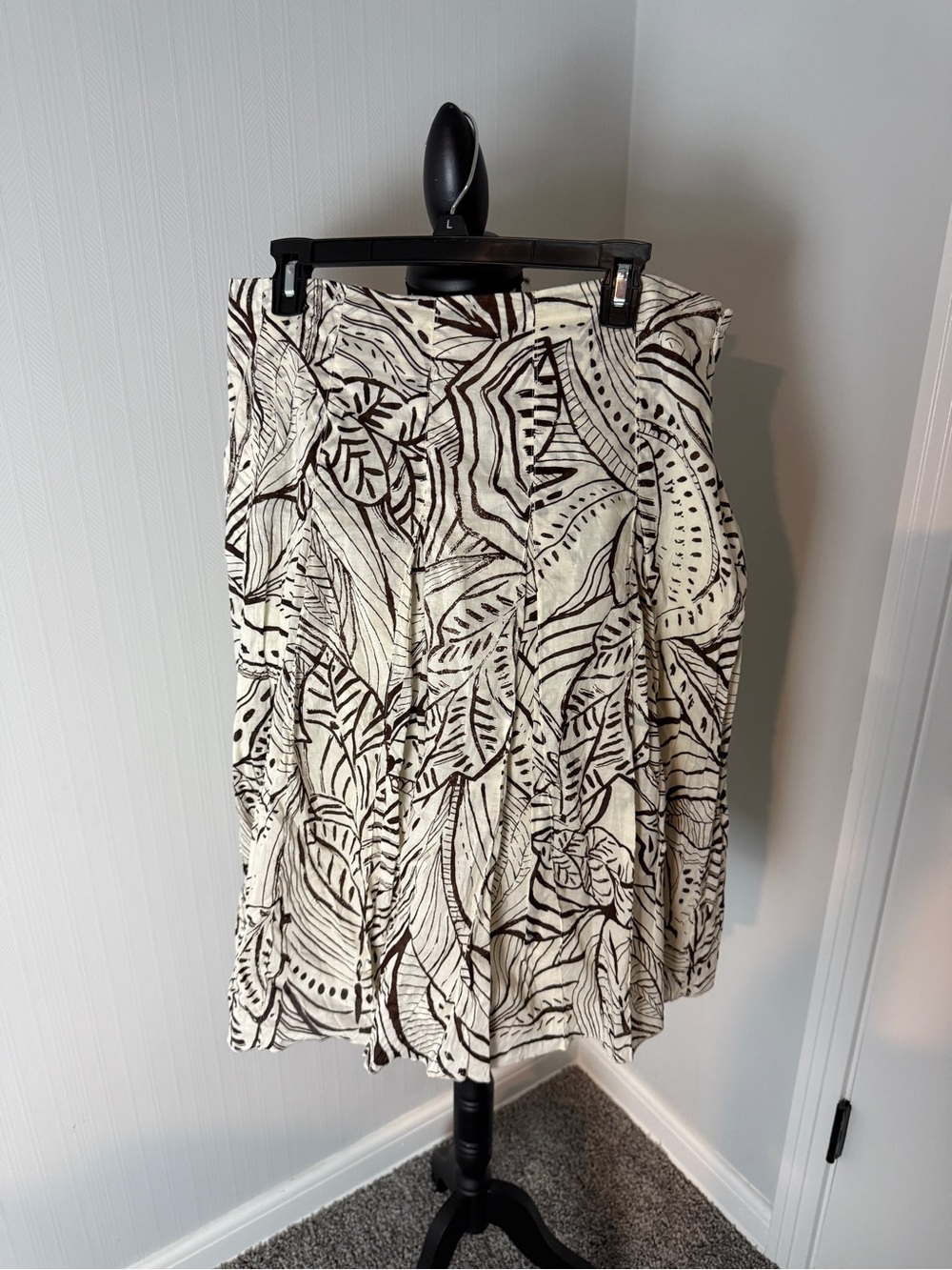 Vintage Casual Corner Skirt size 12 Geographical Design Beige/ Brown
